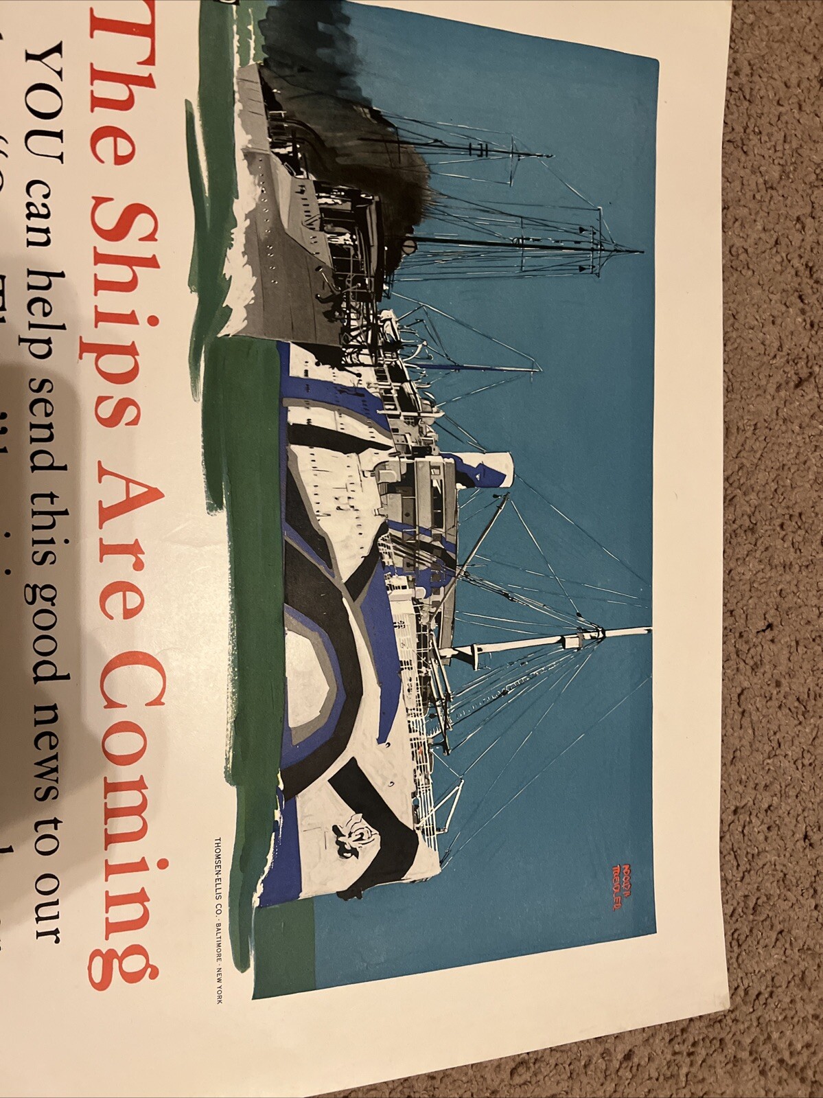 WWI Poster The Ships Are Coming Original Victory