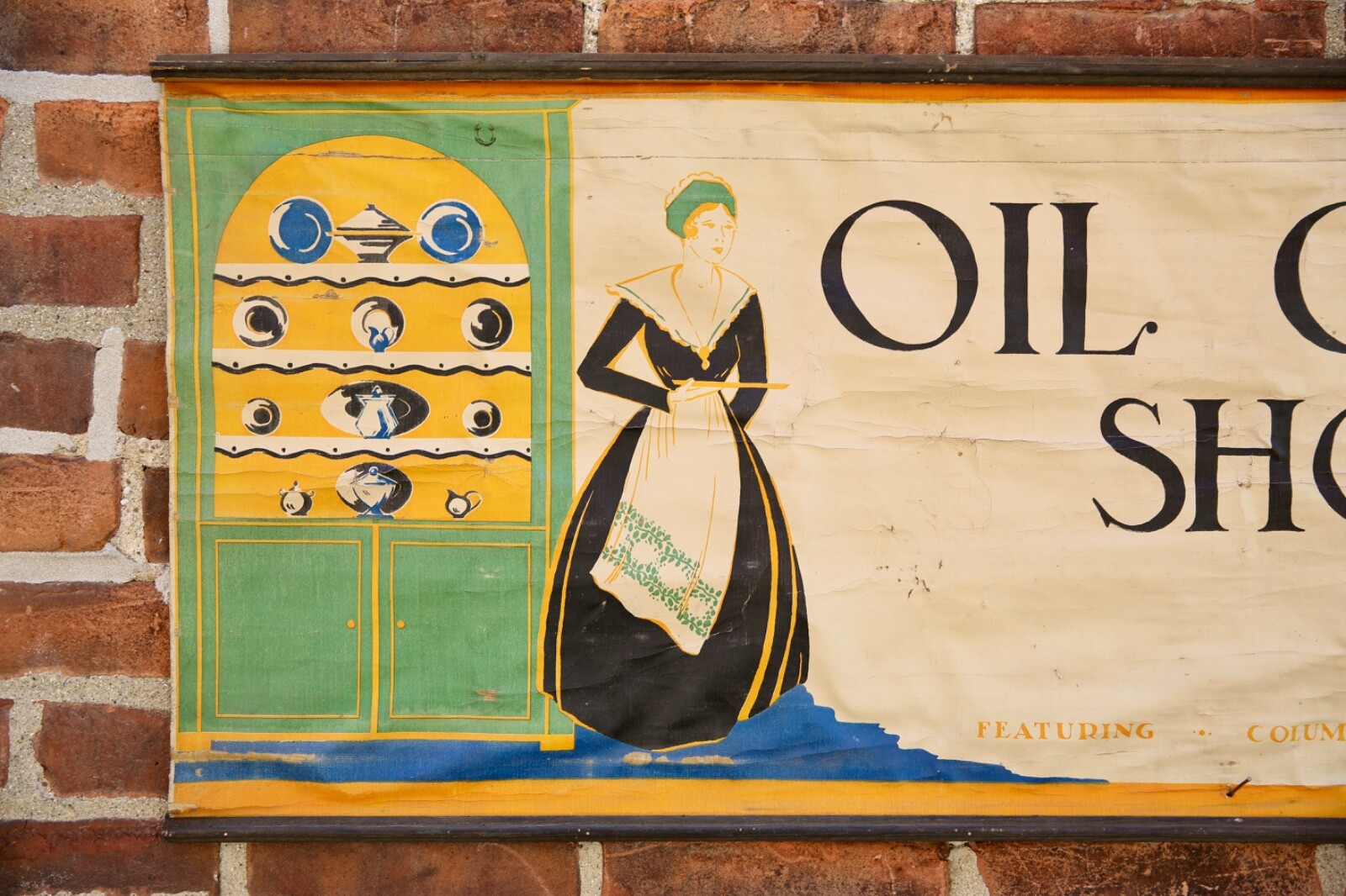 Vintage Columbus Oil Cloth Company window Advertising sign store display