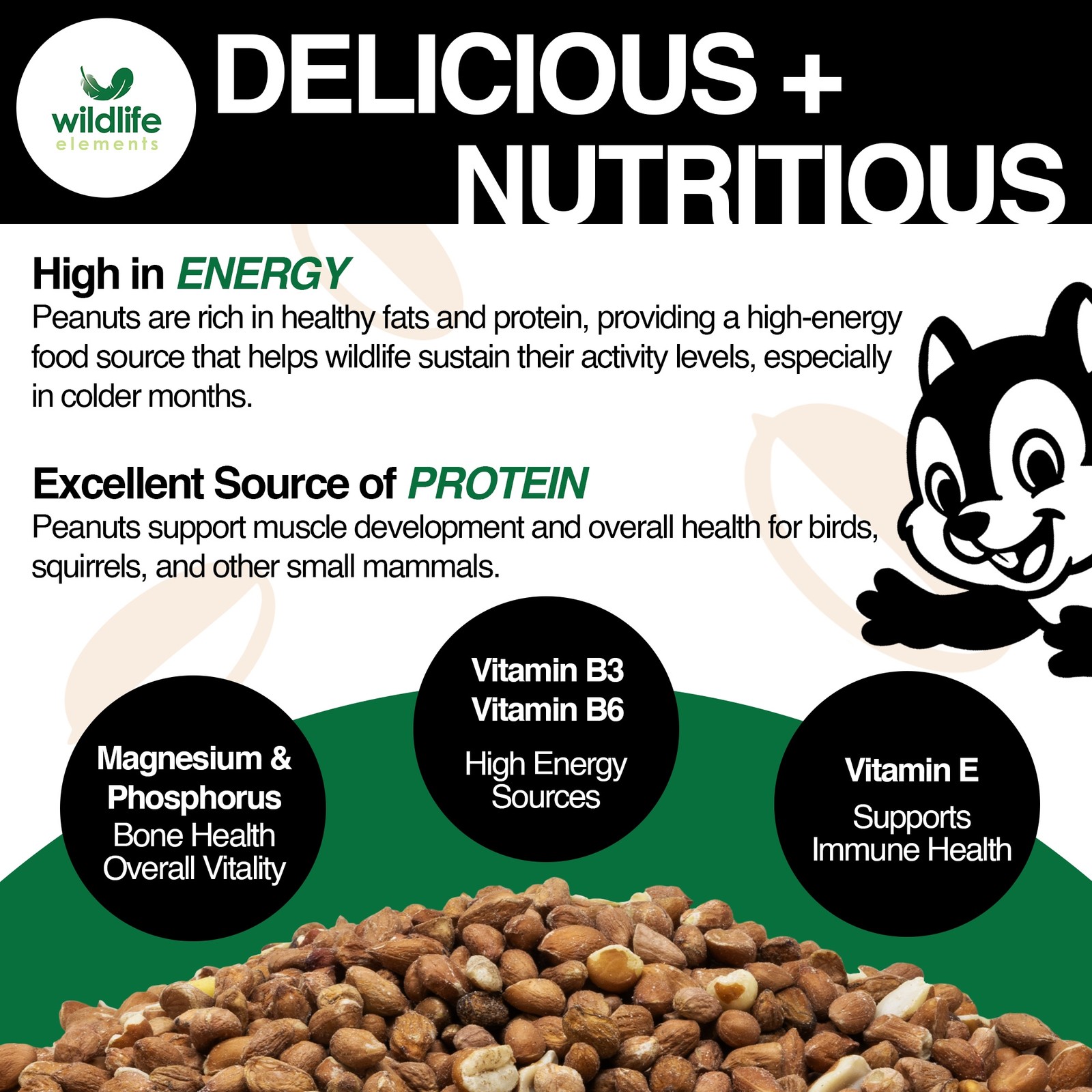 Wildlife Elements Shelled Peanuts for Birds, Squirrels, Wild Animal Food, 25lb