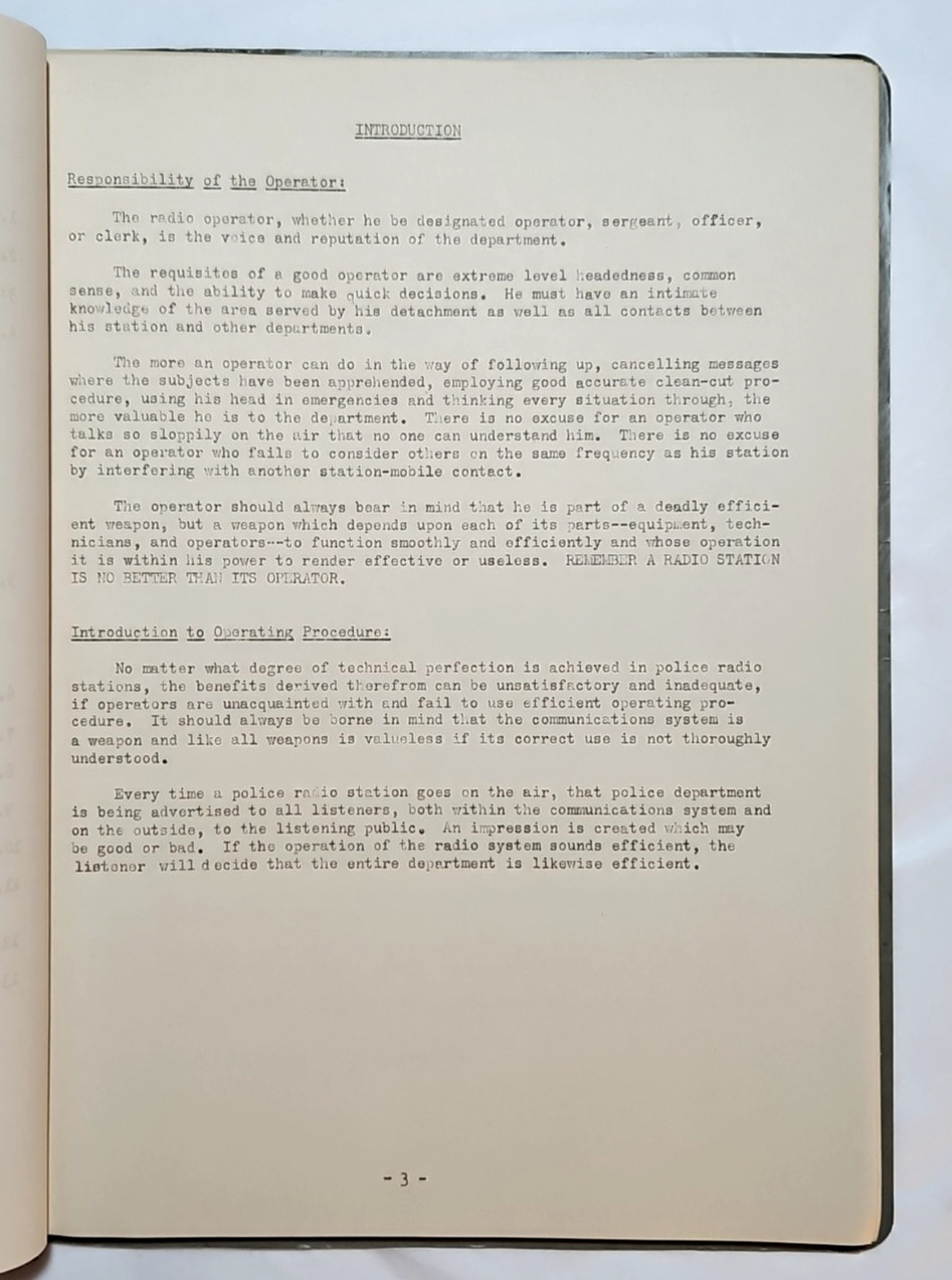 Washington State Patrol, Official 1947~48 Edition Radio Operator's Manual 46pg.