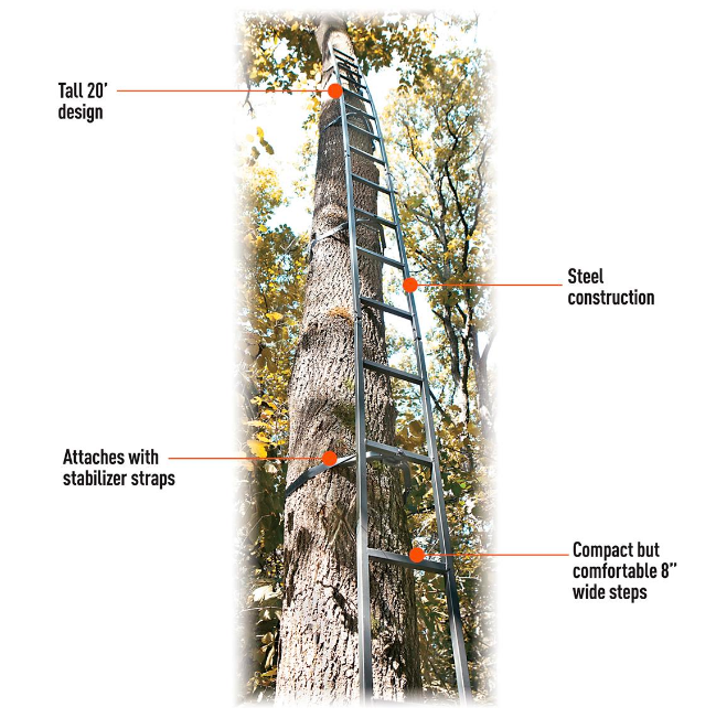 20' Tall Climb Tree Stand Ladder Deer Outdoor Hunting Climbing Stick Treestand