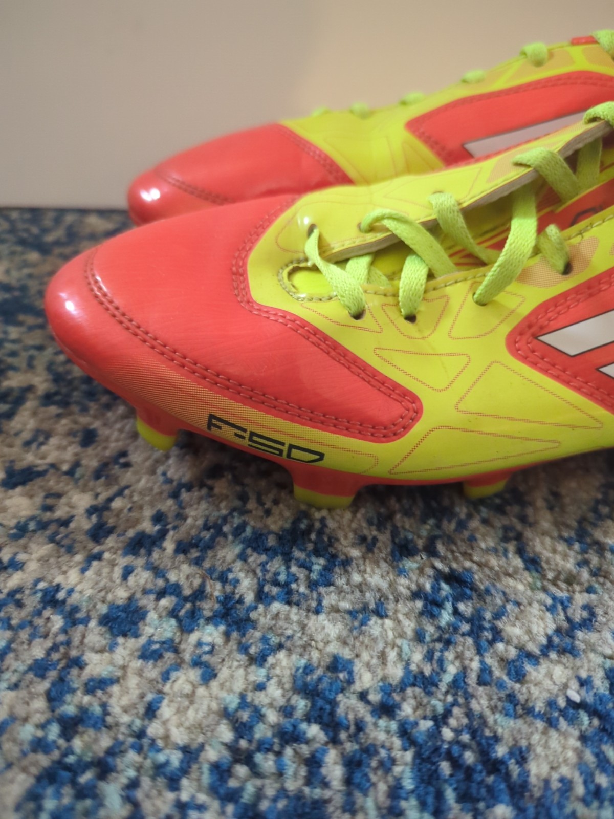 Adidas F50 Adizero HG US 7.5 Outdoor Soccer Cleats V24790 Orange And Yellow Nice