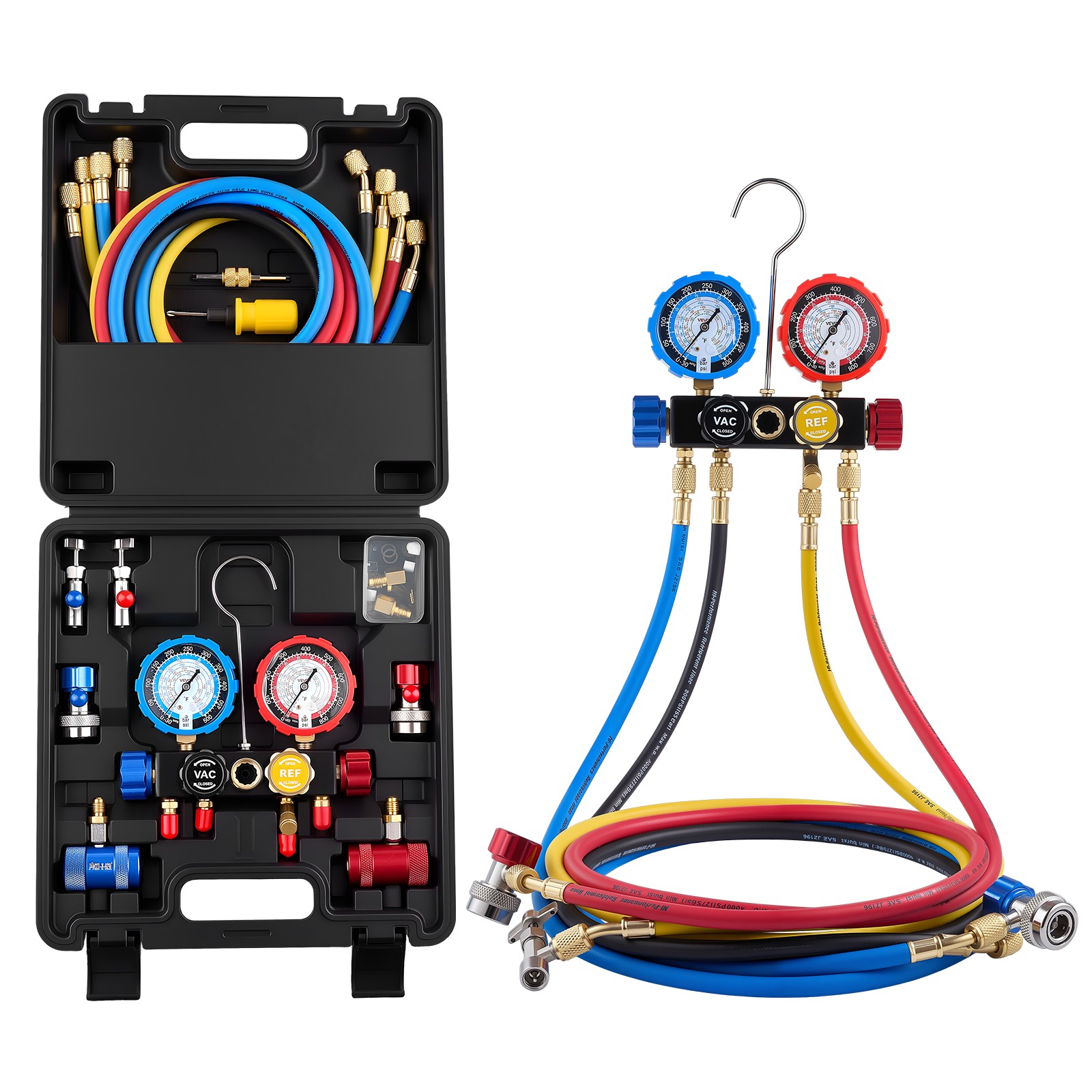 VEVOR AC Manifold Gauge Set 4-Way R134a R404A R1234yf R22 Refrigeration Charging