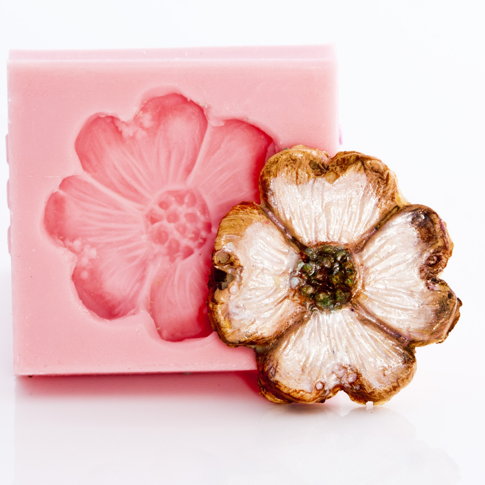 Dogwood flower silicone mold, polymer clay, fondant, resin, food safe mold (502)