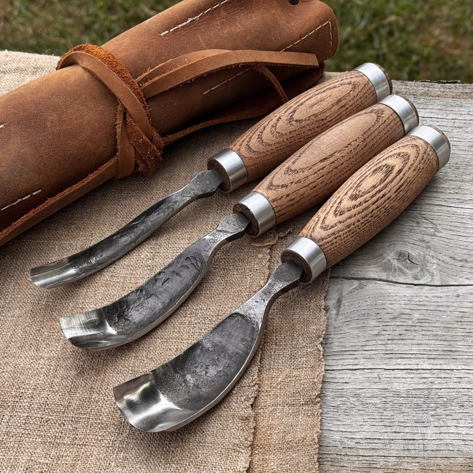 3 Piece Spoon Bent Gouge Set 52100 Carbon Steel Wood Carving Tools