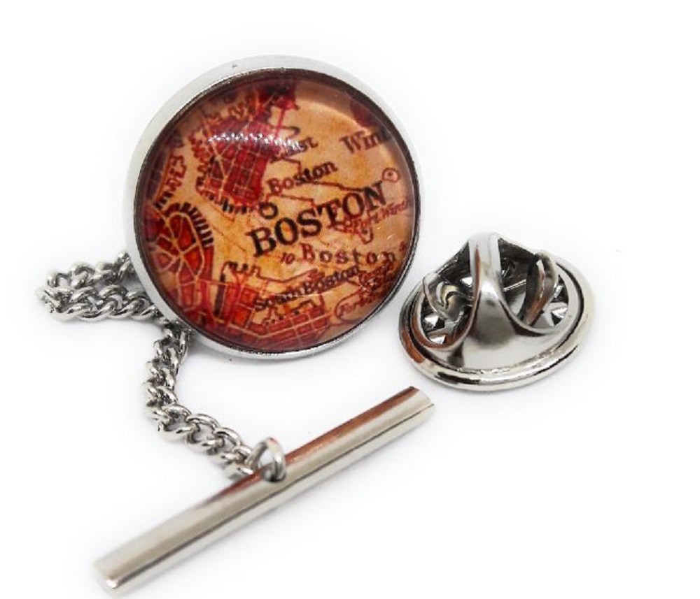 BOSTON VINTAGE MAP TIE TACK / LAPEL PIN