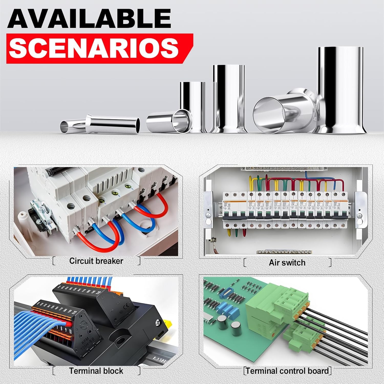 168 Pcs Wire Ferrules Kit 12-1/0 Gauge Tinned Crimp Copper Ferrule Connectors