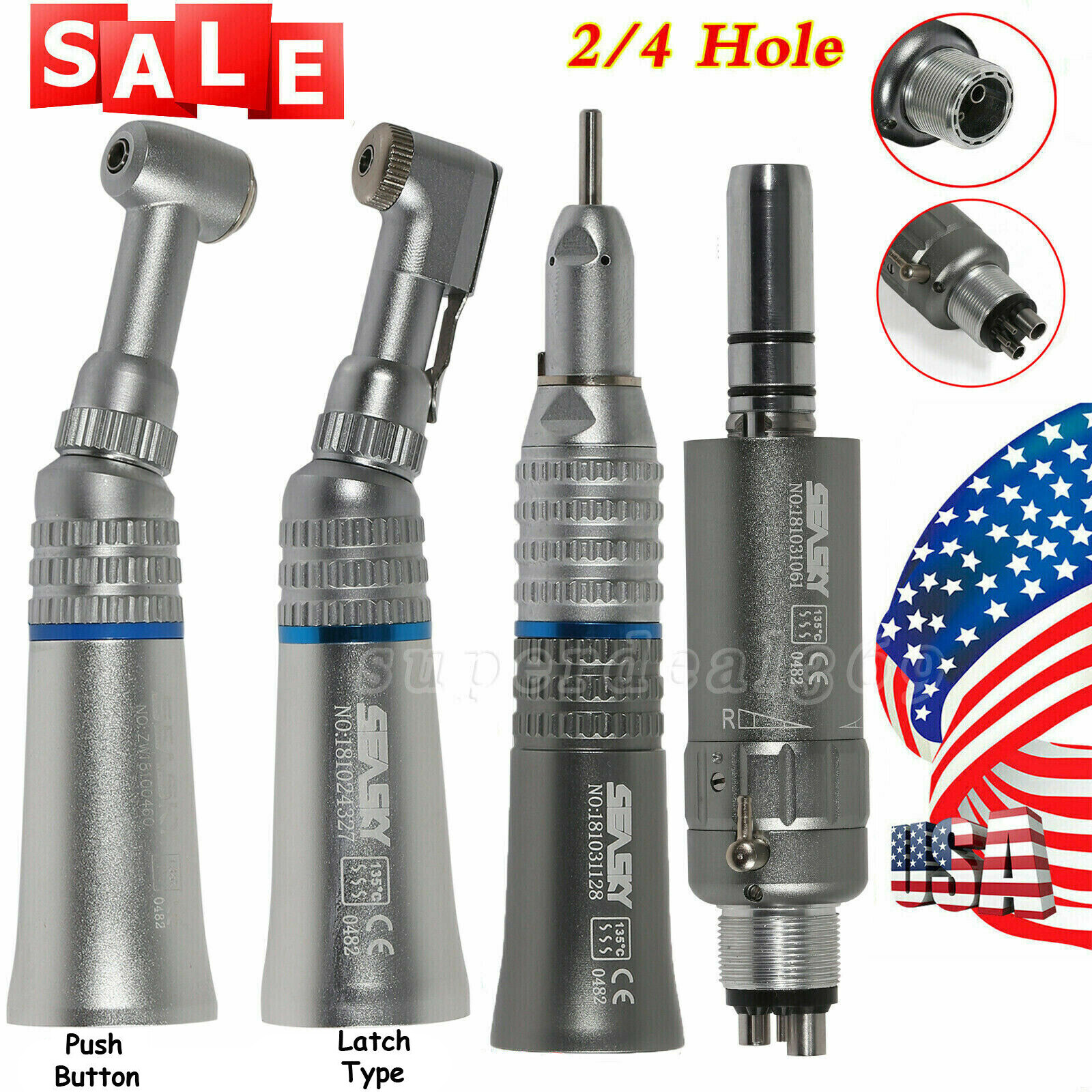 NSK Style Dental Slow Low Speed Handpiece Straight Contra Angle Air Motor 2/4H