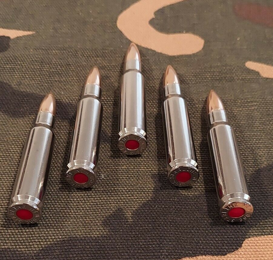 308 WIN. SNAP CAPS SET OF 5 "NICKEL AND FMJ" REAL WEIGHT!!
