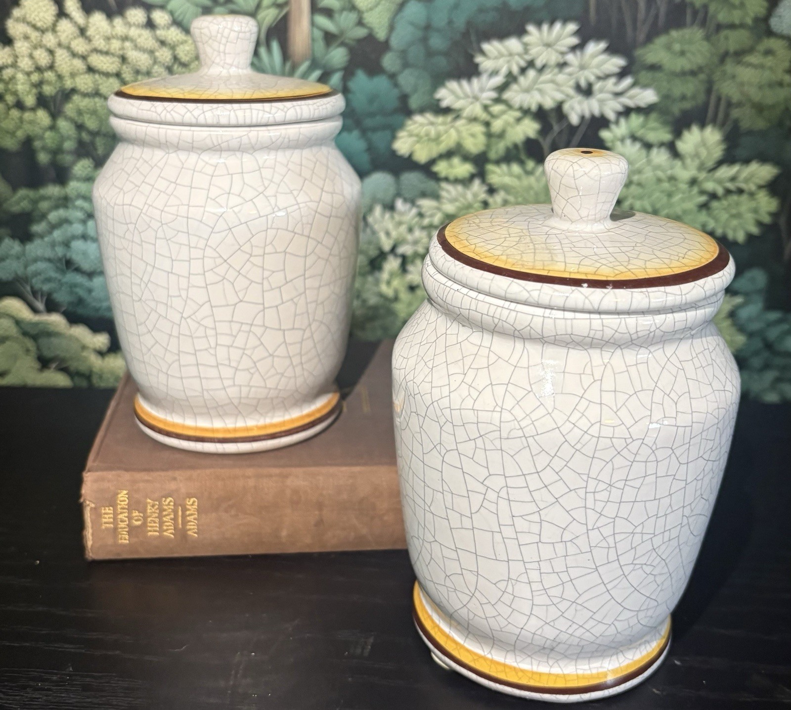 VTG Apothecary Jar Set Herr Keramik West Germany Adeps Hominis, Mel Album