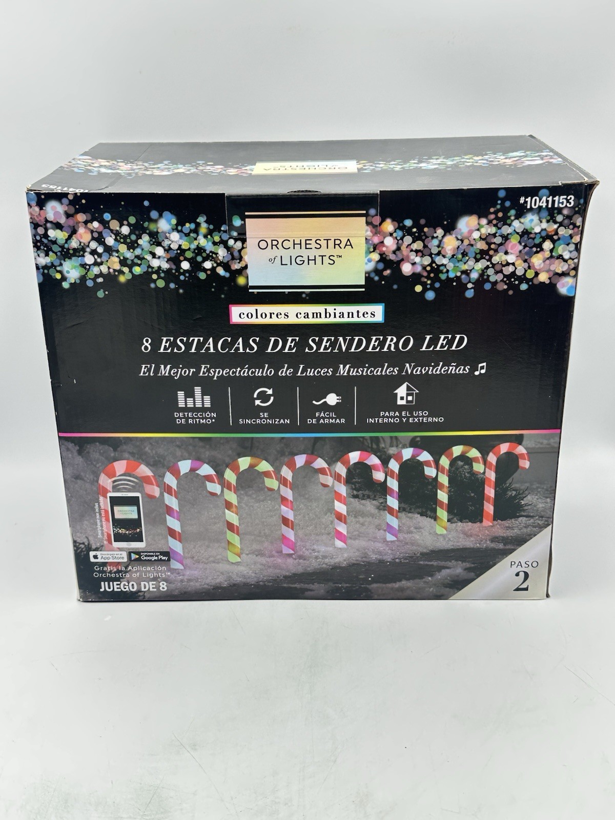 Gemmy Orchestra of Lights 8 Color Changing Candy Cane Christmas Pathway Markers