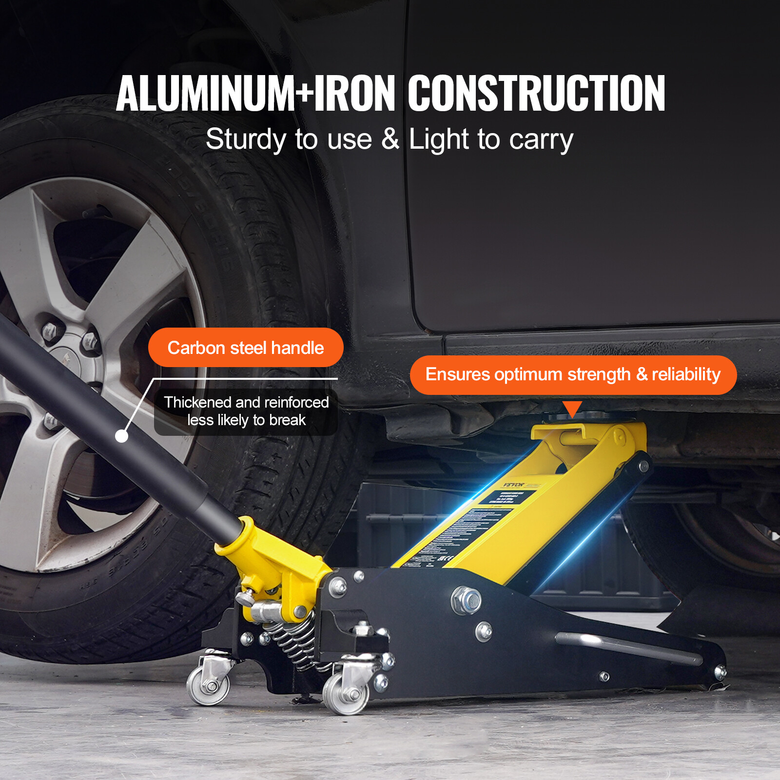 VEVOR Low Profile Floor Jack 2 Ton Aluminum Steel Car Floor Jack Dual Piston