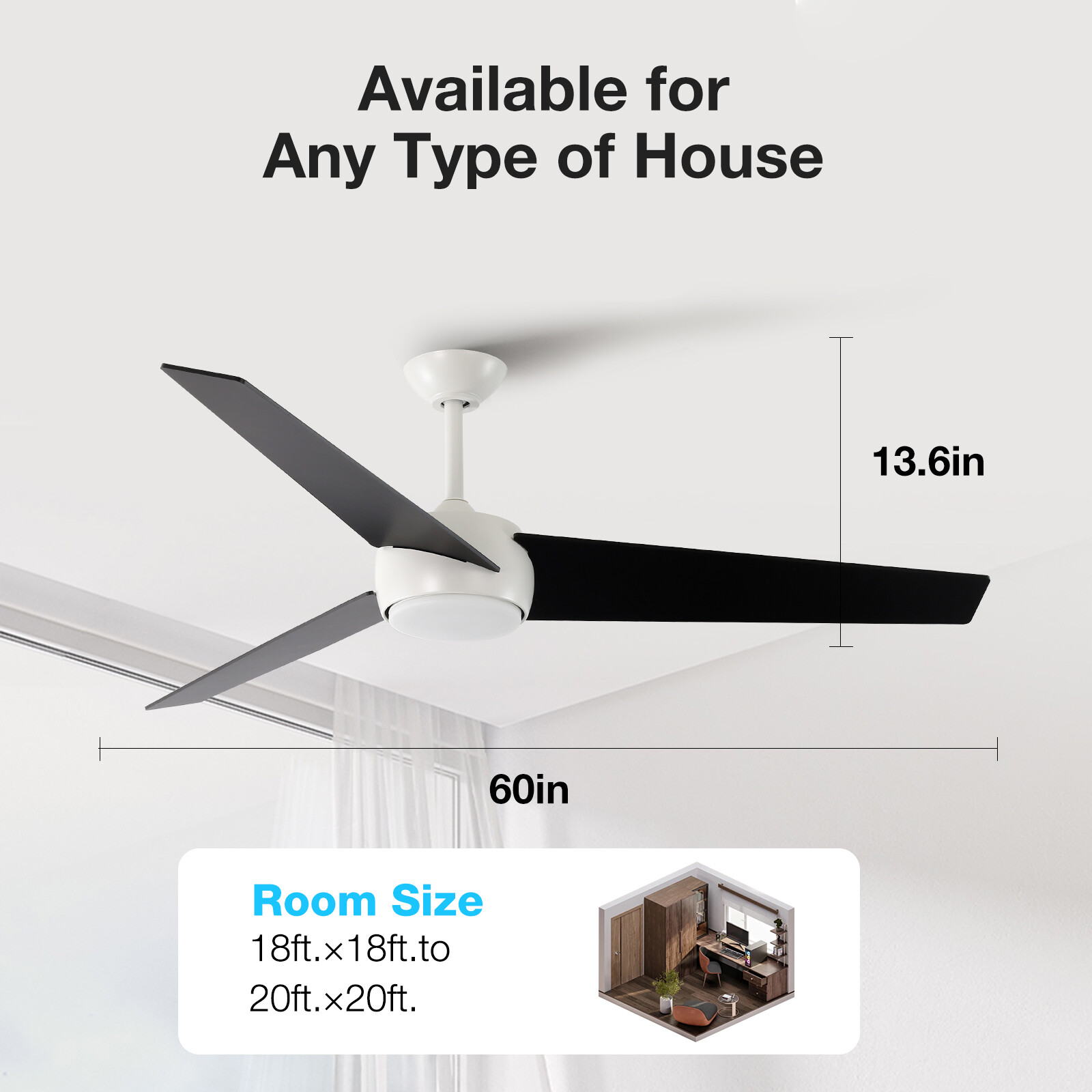 60inch Ceiling Fan With Light and Remote Control