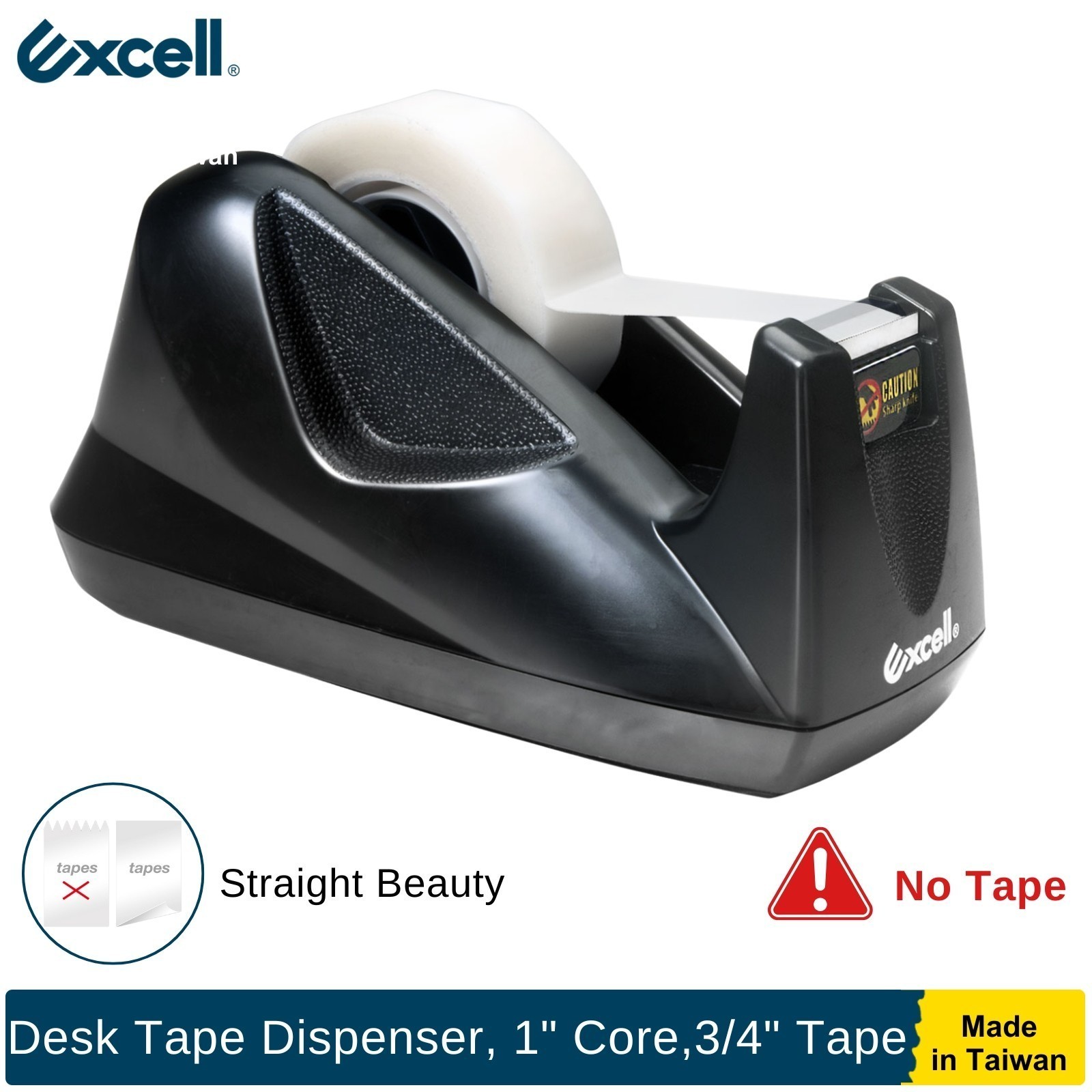 Excell Lightweight Desk Tape Dispenser 1" Core 3/4" Tape, Non-Skid Base, No Tape