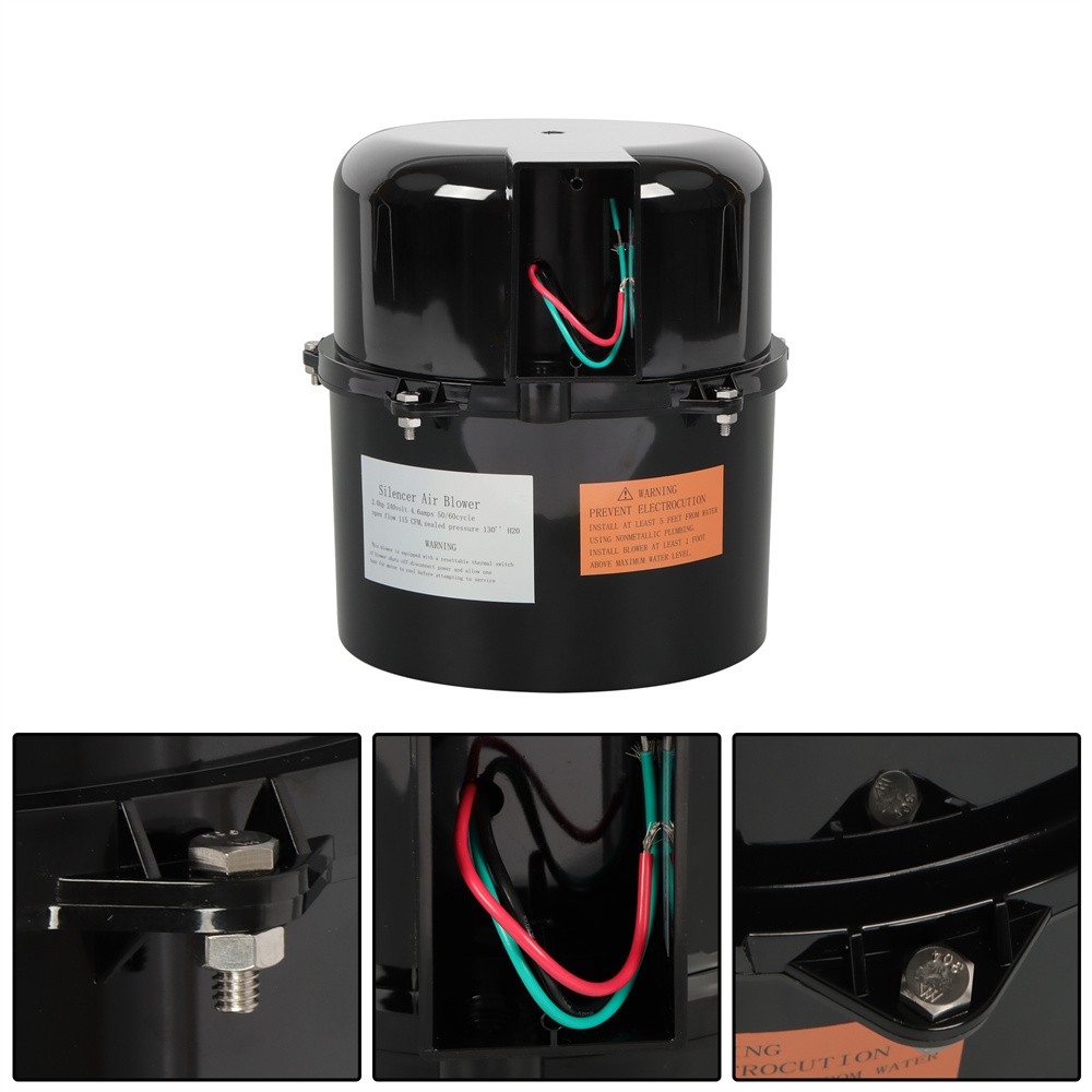 Air Supply Silencer Pool Spa Hot Tub Blower 2HP 240V 6320241 For 2 Inch Plumbing