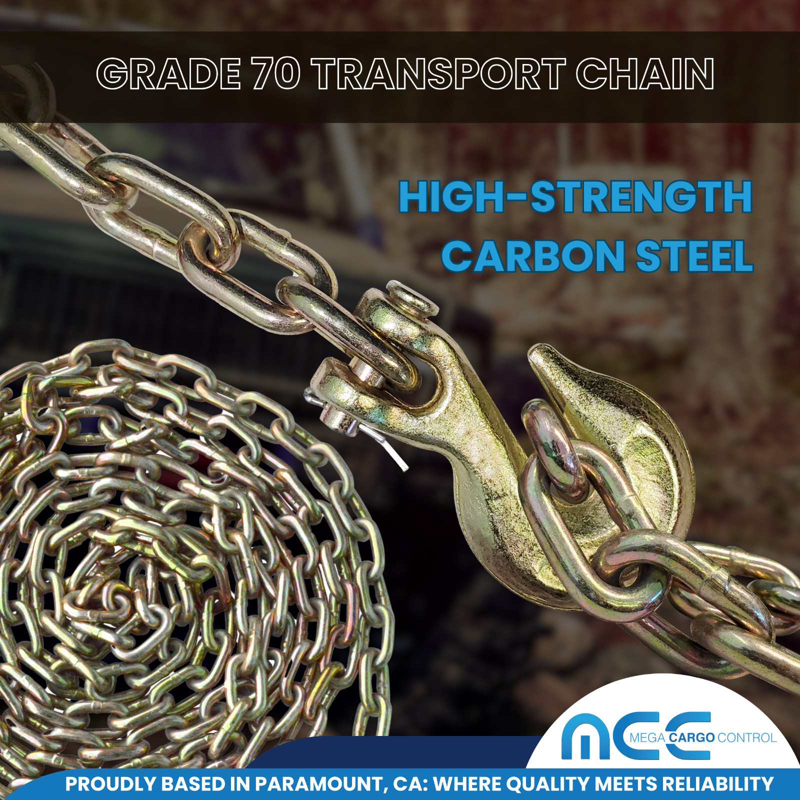 1 Pack G70 5/16" x 10ft Tow Chain w/ 15” J Hook & TJ Combo Hook & Grab Hook