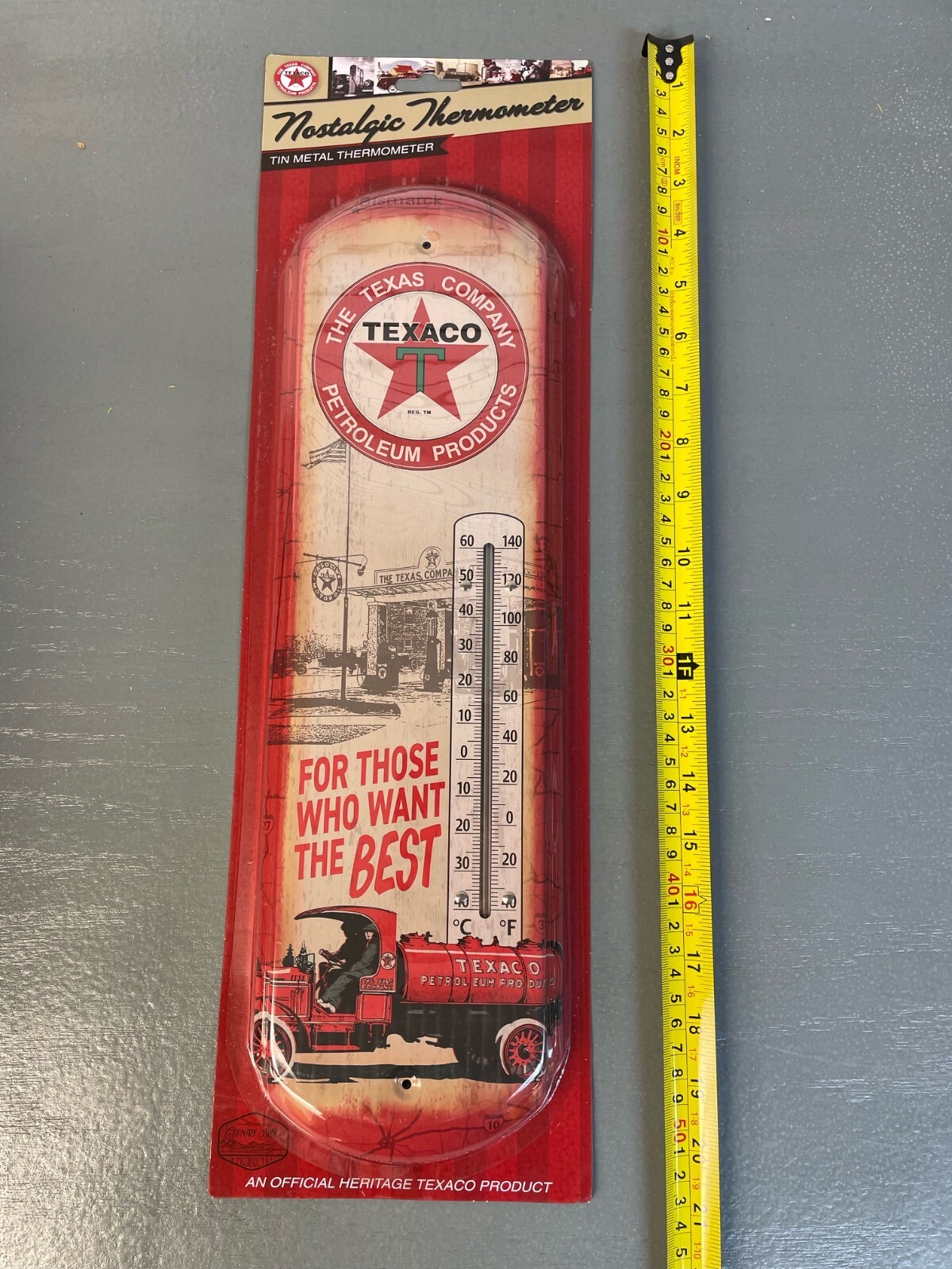 NEW! Gas & Oil TEXACO - Indoor Outdoor Metal Tin 17" Thermometer Nostalgic 40265