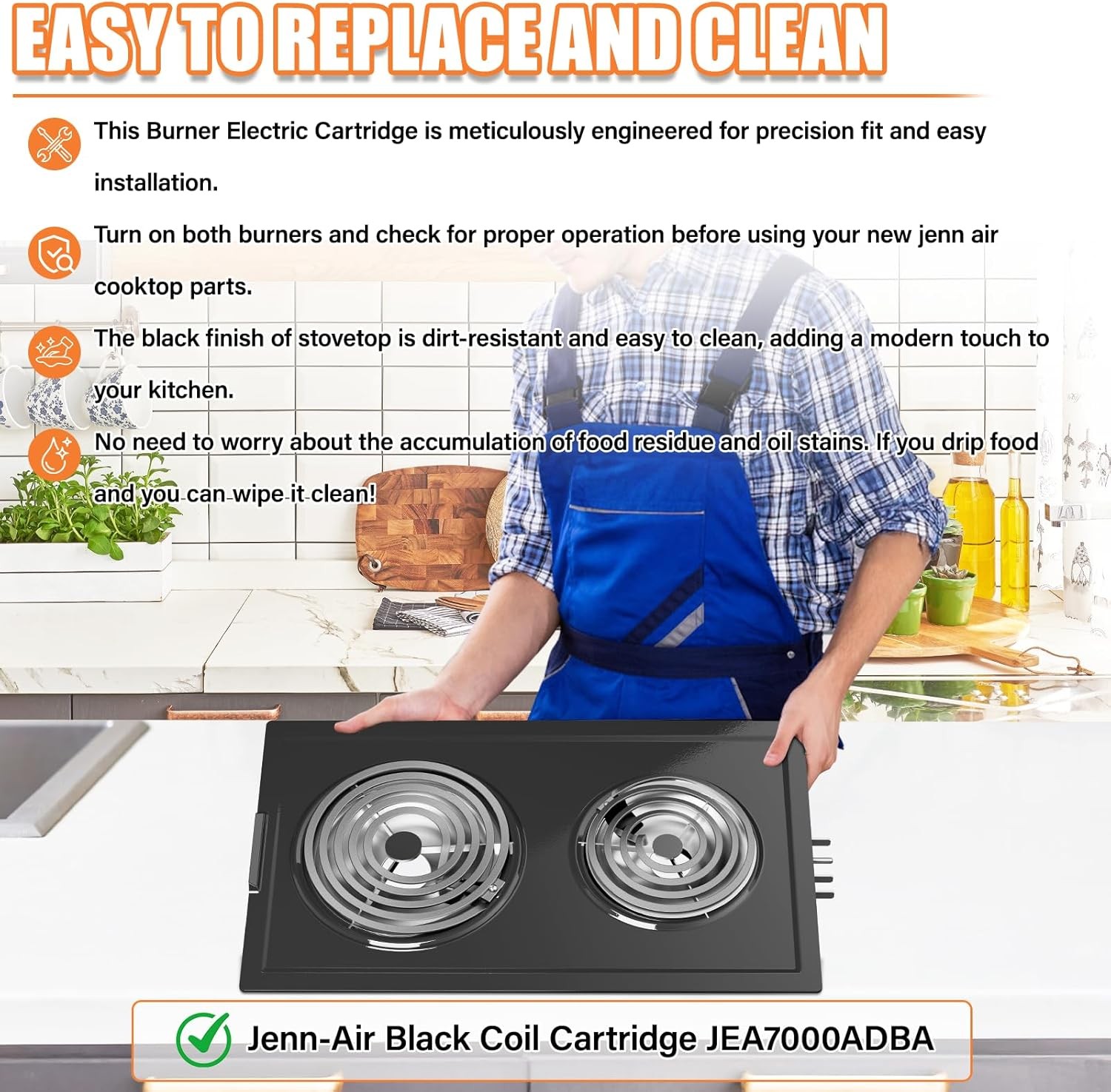 JEA7000ADBA Coil Element Burner Cartridge For Jenn-Air JEA7000ADB Range Stove