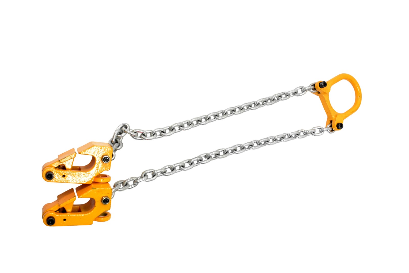 Dual Plate Lifting Clamps With Chain Sling Orange Steel Rigging Hoist Tool
