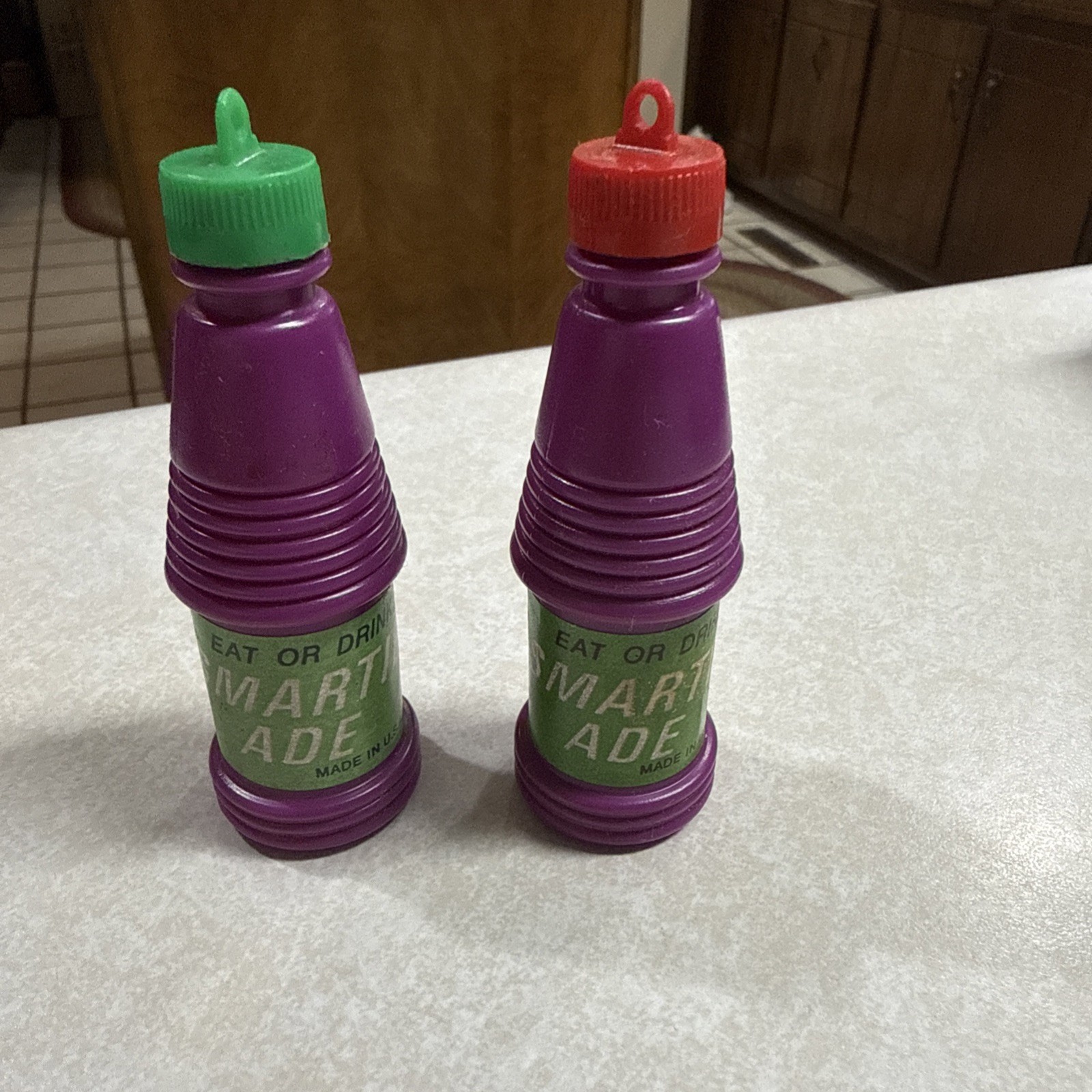 2-Vintage 1970’s CE DE SMARTIE-ADE FRUIT POWDER CANDY BOTTLE   candy inside