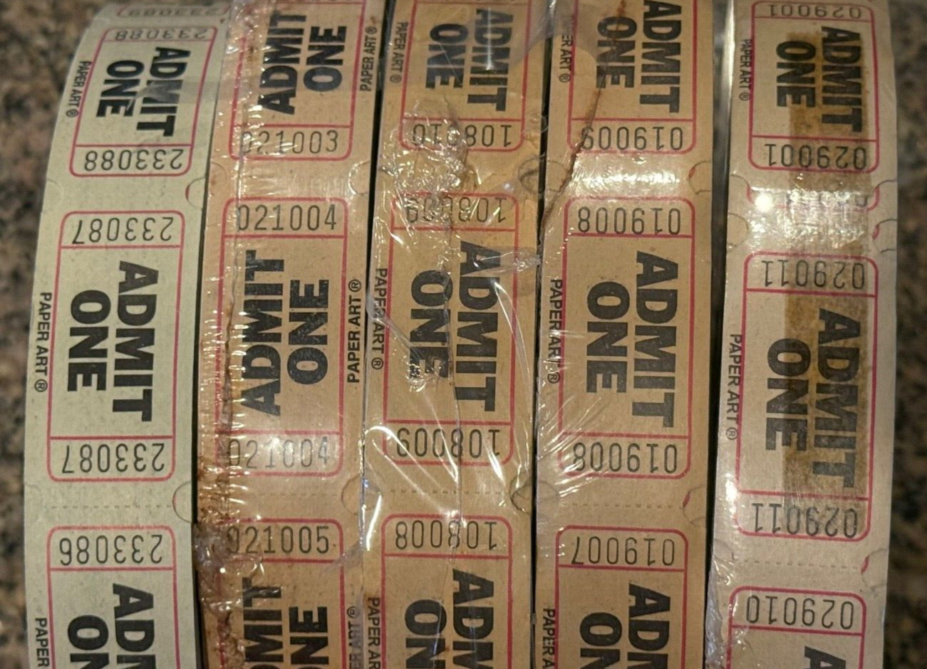 (5 Rolls of 2000 Each) Admit One Tickets ~ Carnival Fun Fair Festival Raffle