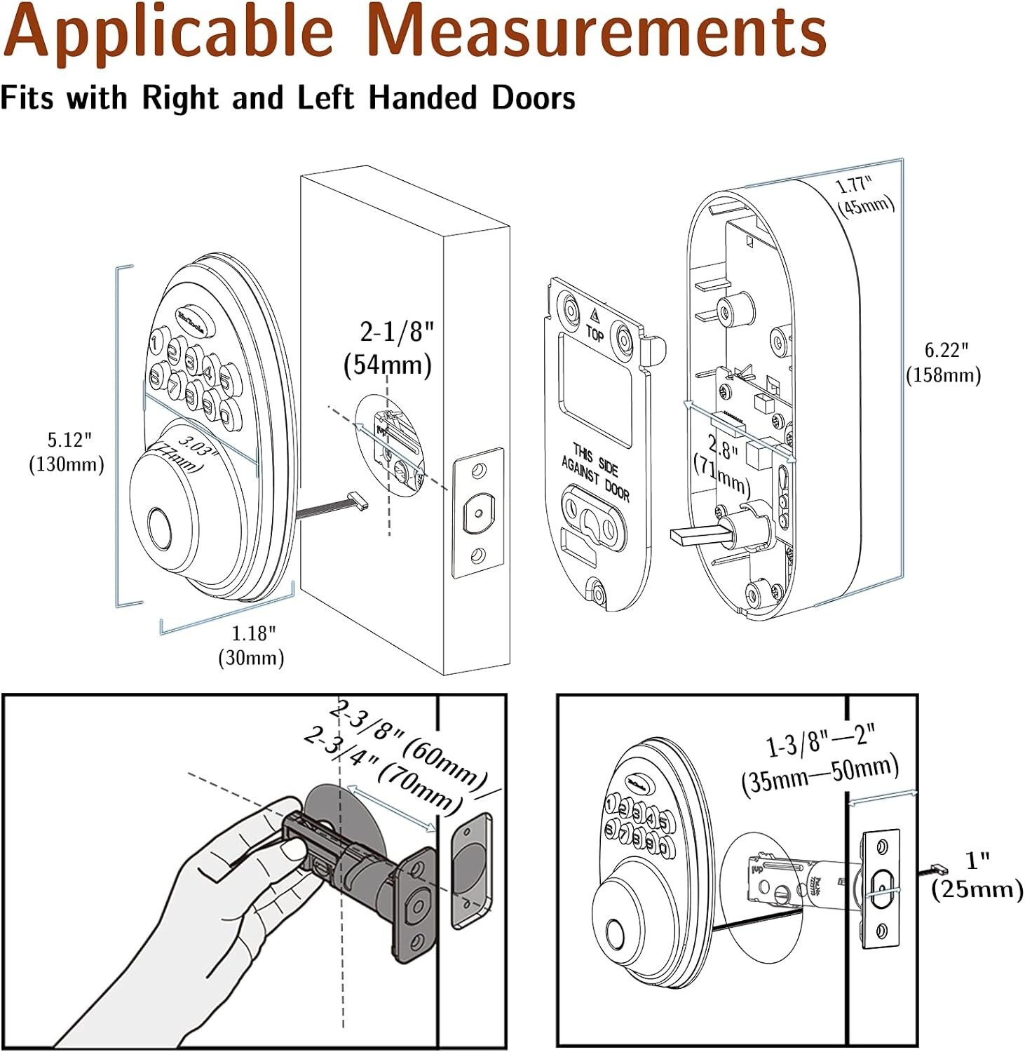Biometric Electronic Keyless Entry Door Deadbolt Lock Fingerprint with Keypads