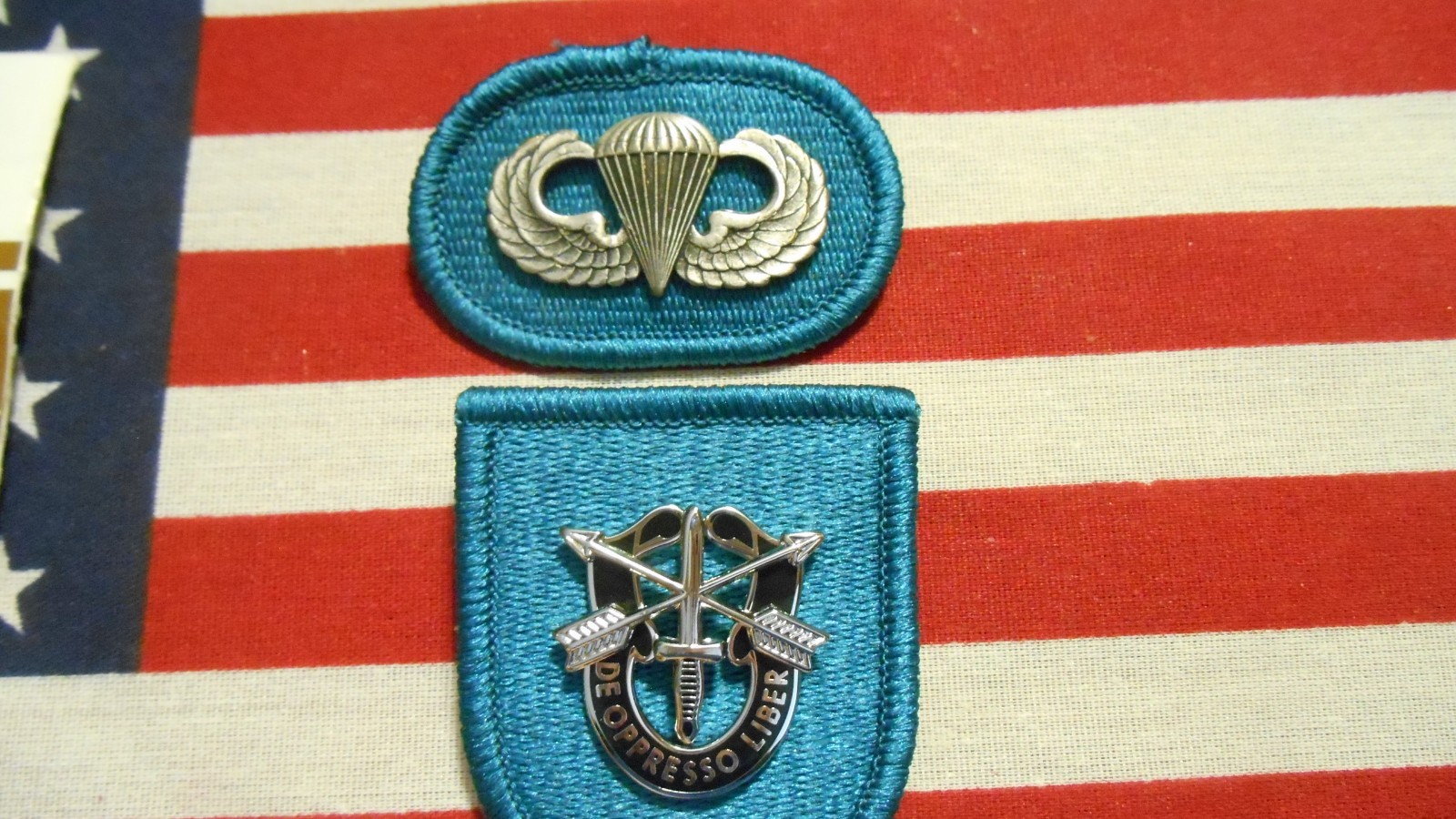 19th Special Forces EM BOS 22k Collar Insignia & Beret Flash w/DUI G23