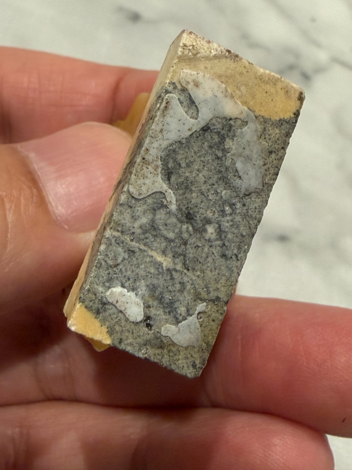 Vintage Small Yellow Stone Carving Chakana Inca Cross on Stand