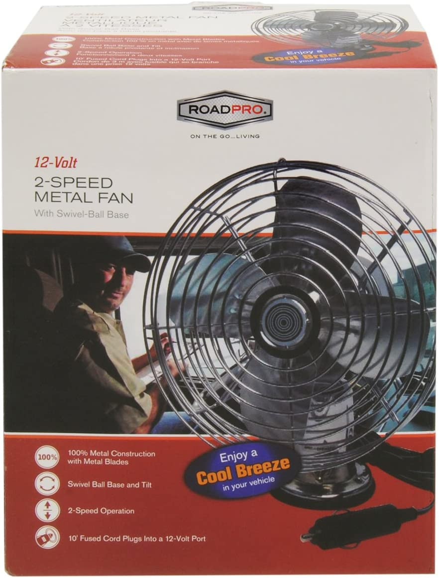 Heavy Duty 12V Car Fan 7.5in Metal Dash Mount 2-Speed Truck Cooling Fan