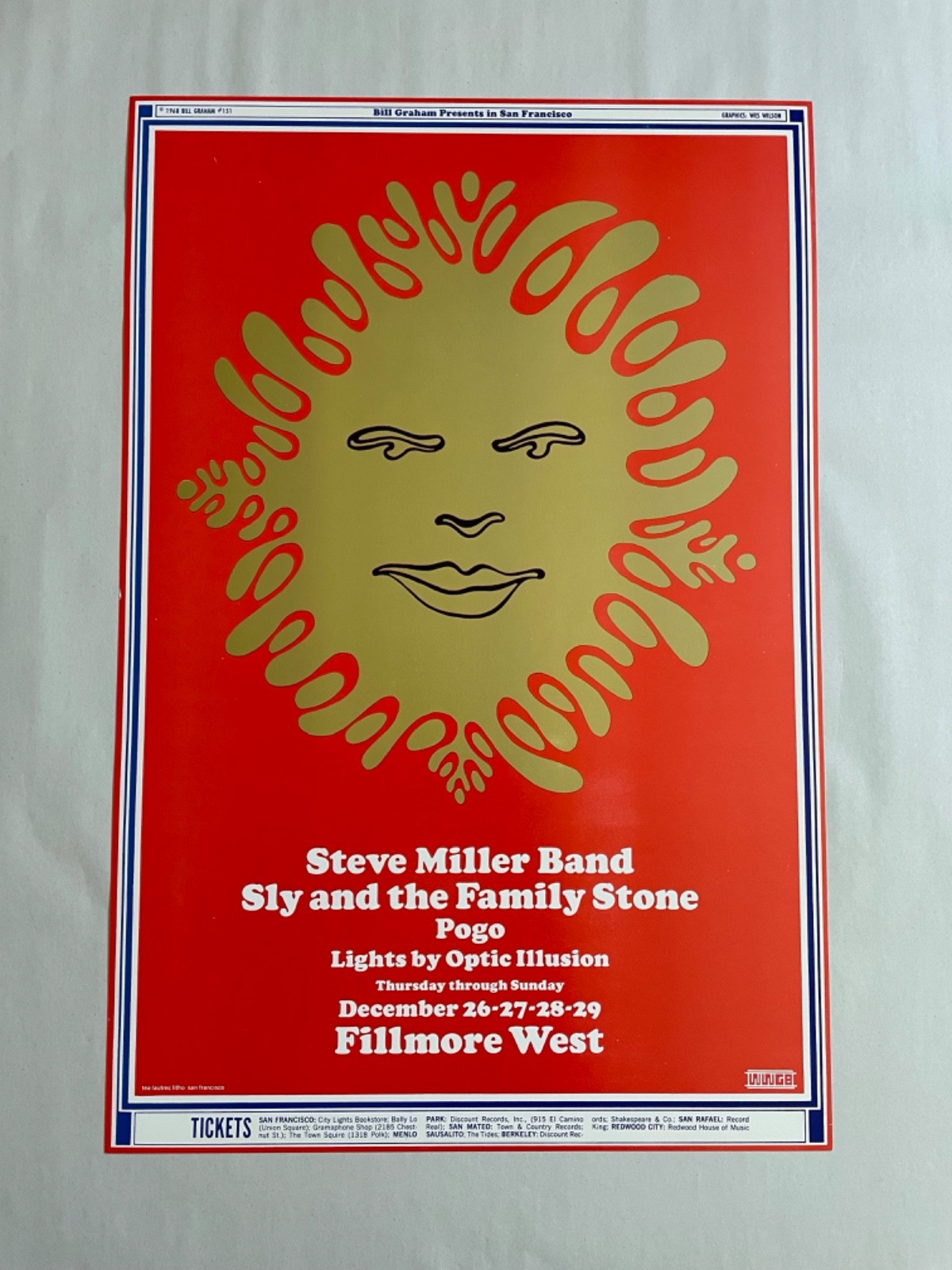 BG-151 NM+ Steve Miller, Sly & The Family Stone Fillmore Poster; Wes Wilson