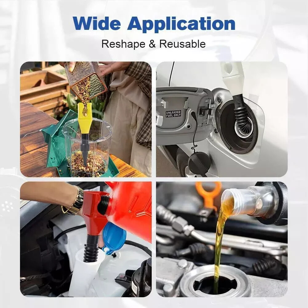 Flexible Snap Funnel "ONE HAND ONLY" Adapter Spill Free Oil Gas Coolant Filling