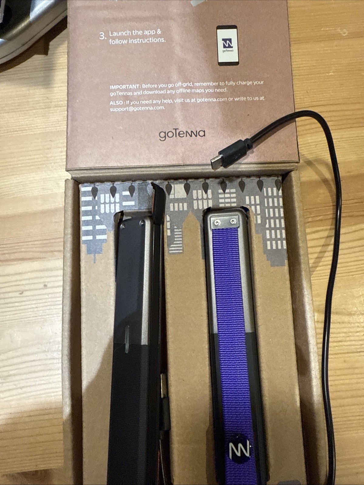 2 of GoTenna Off-Grid Texting SMS GPS Communicator Radio. Purple & Orange. 2x