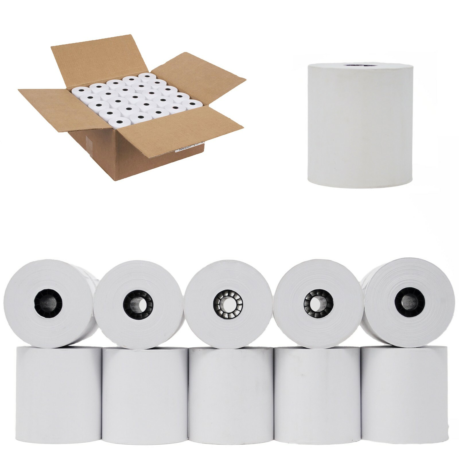 3"X165' BOND KITCHEN PRINTER CASH REGISTER RECEIPT TAPE PAPER 50 ROLLS in CASE