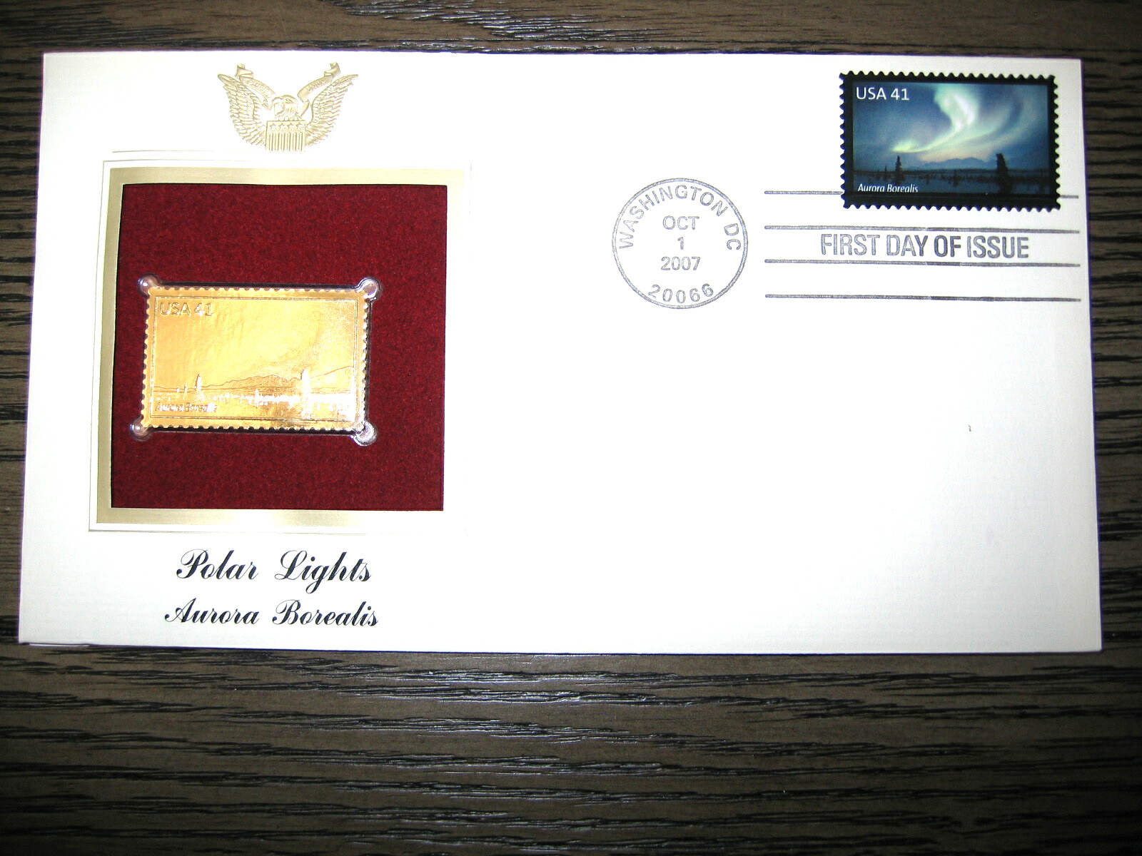 2007 Polar Lights Aurora Borealis Replica FDC Gold Golden Cover Stamp