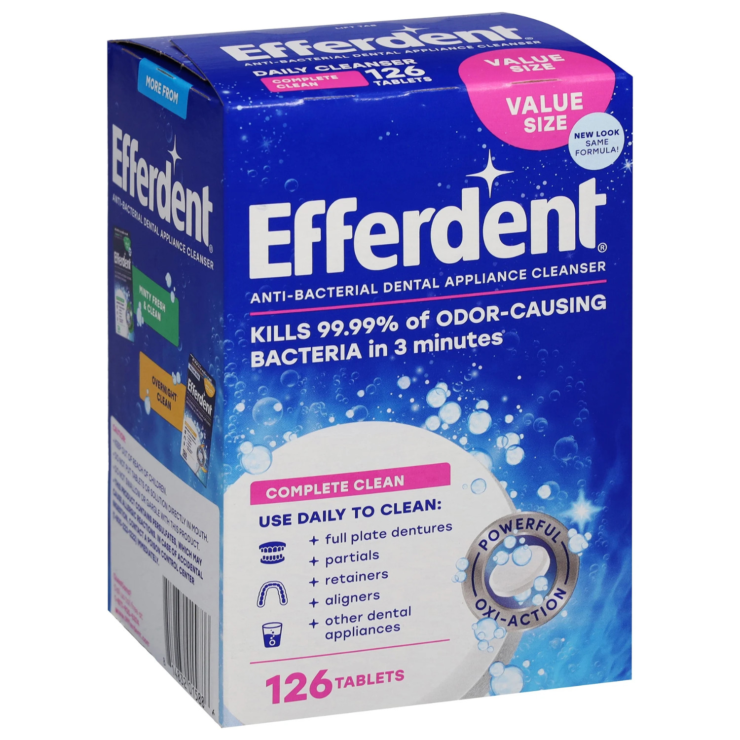 Efferdent Retainer & Denture Cleaner Tablets, Complete Clean, 126 Count