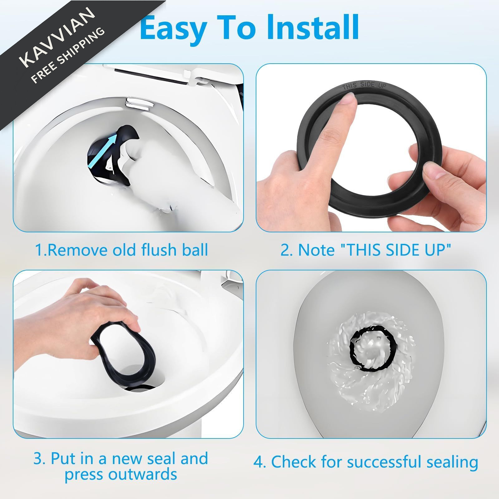 GuoluvSoo 2 Pack RV Toilet Seal 4" OD × 2.75" ID × 0.28" thick, Black