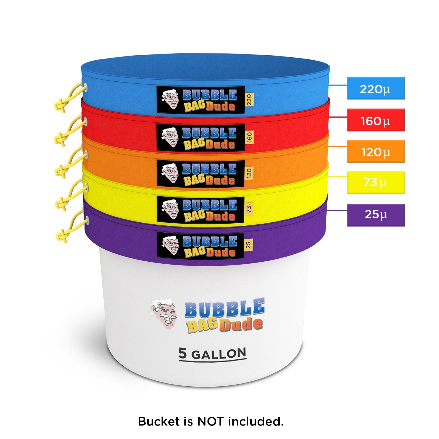 Bubble Bag BUBBLEBAGDUDE 5 GAL - 5 Bag Kit Bubble Hash Bags Herbal Extractor