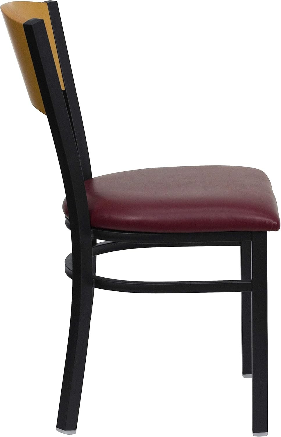 HERCULES Series Black Circle Back Metal Restaurant Chair - Natural Wood Back,