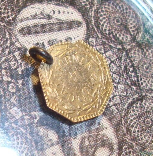 California GOLD 1852 Indian Head .50 Gold Token/Jewelry - Octagonal w/Hole