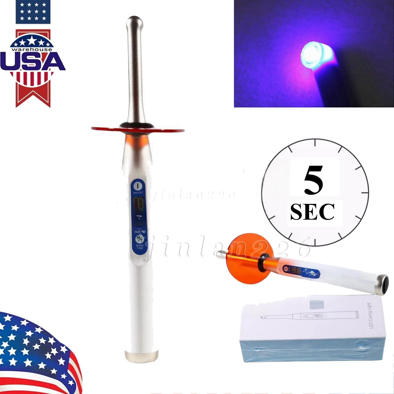 Dental 5Sec LED Curing Light Cure Lamp Wireless Resin Woodpecker Style