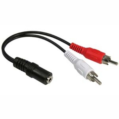 3.5mm Stereo Female Jack to Dual RCA Male Plug Audio Splitter Y Adapter Cable 6"