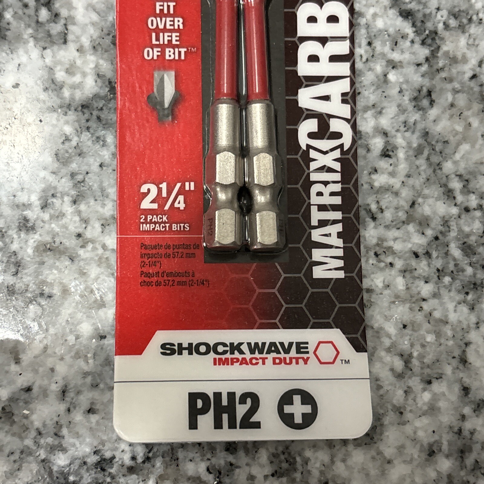 82 PACKS OF 2 - MILWAUKEE 2.25” MATRIX CARBIDE IMPACT PH2 SCREW BITS~48-32-3912