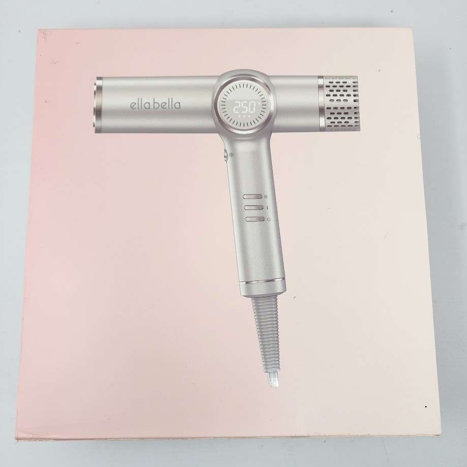 ELLA BELLA Professional Ionic Hair Blow Dryer with Diffuser Silver - Open Box