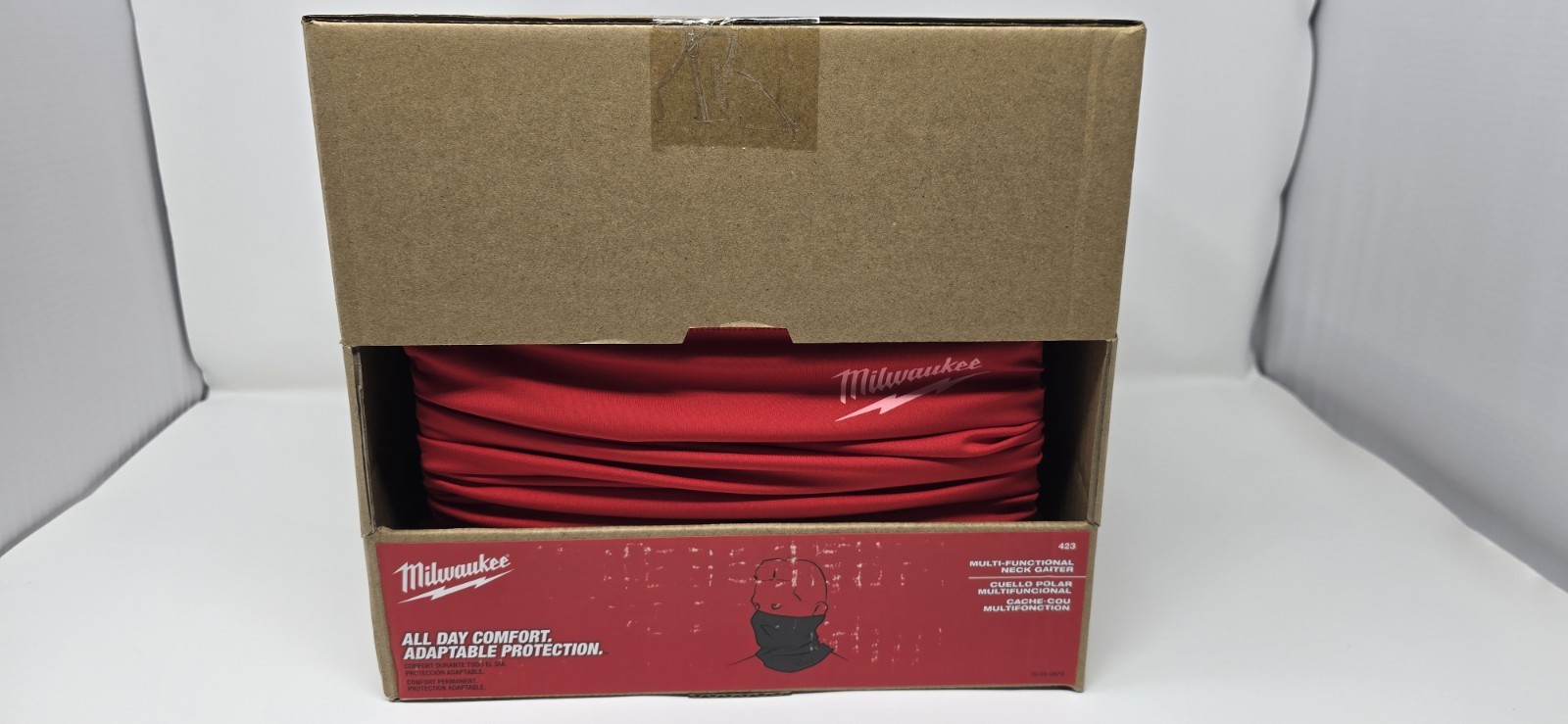 Box of (10) Milwaukee 423R  Multi-functional Neck Gaiters, Red  NEW