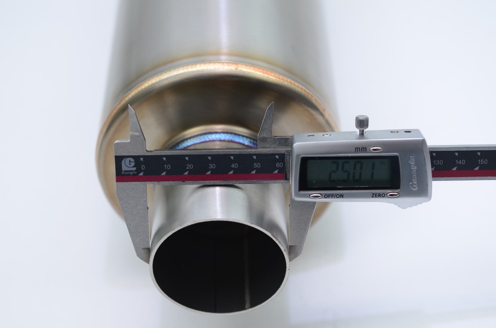 1320 Turn down dolphin muffler stainless steel universal 2.5" inlet 3.5" outlet