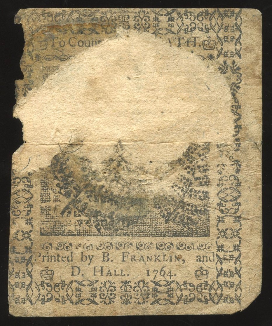 Pennsylvania 20 Shillings June 18, 1764 Printed by Benjamin Franklin PA-126