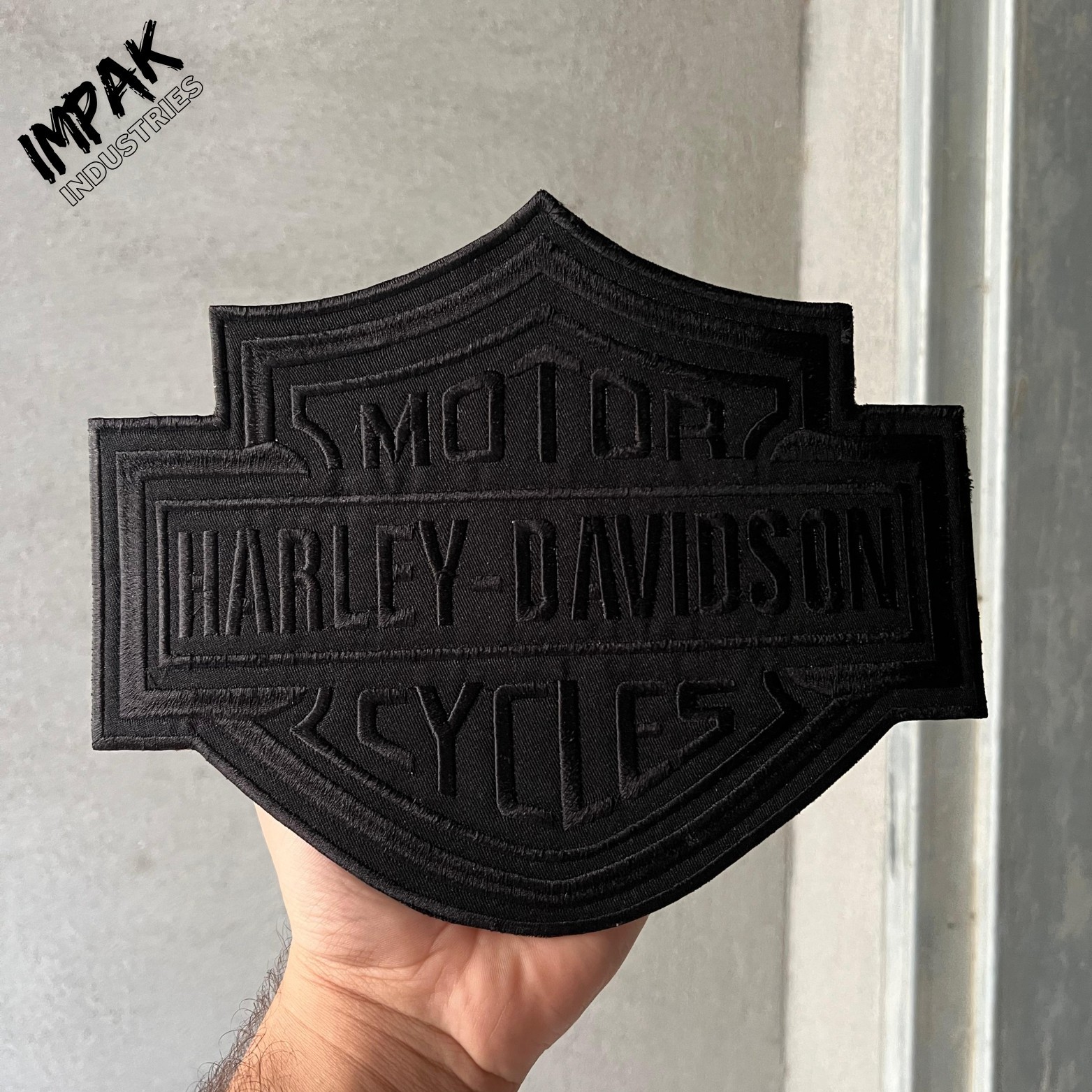Harley Davidson Large Black Bar & Shield 9.25 x 7.5 inches Embroidered Patch