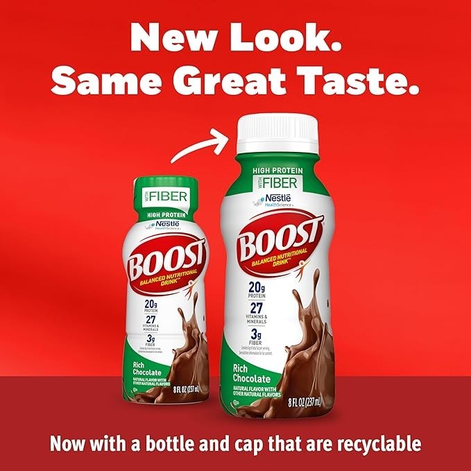 BOOST High Protein Nutritional Drink, Rich Chocolate, 8 fl oz Bottle, 24 Pack