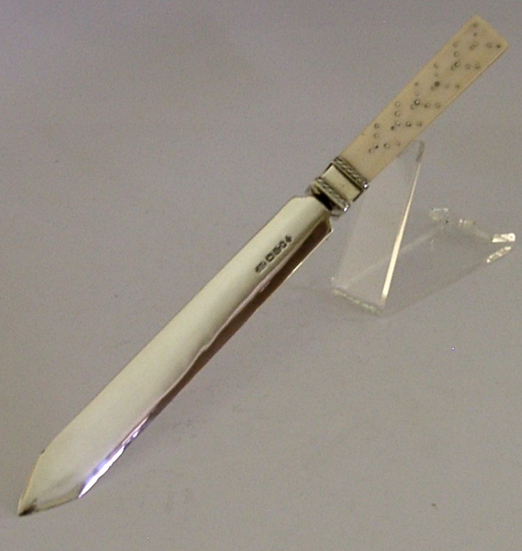 RARE SUPERB ENGLISH SOLID STERLING SILVER LETTER ENVELOPE OPENER 2000 HEAVY 110g