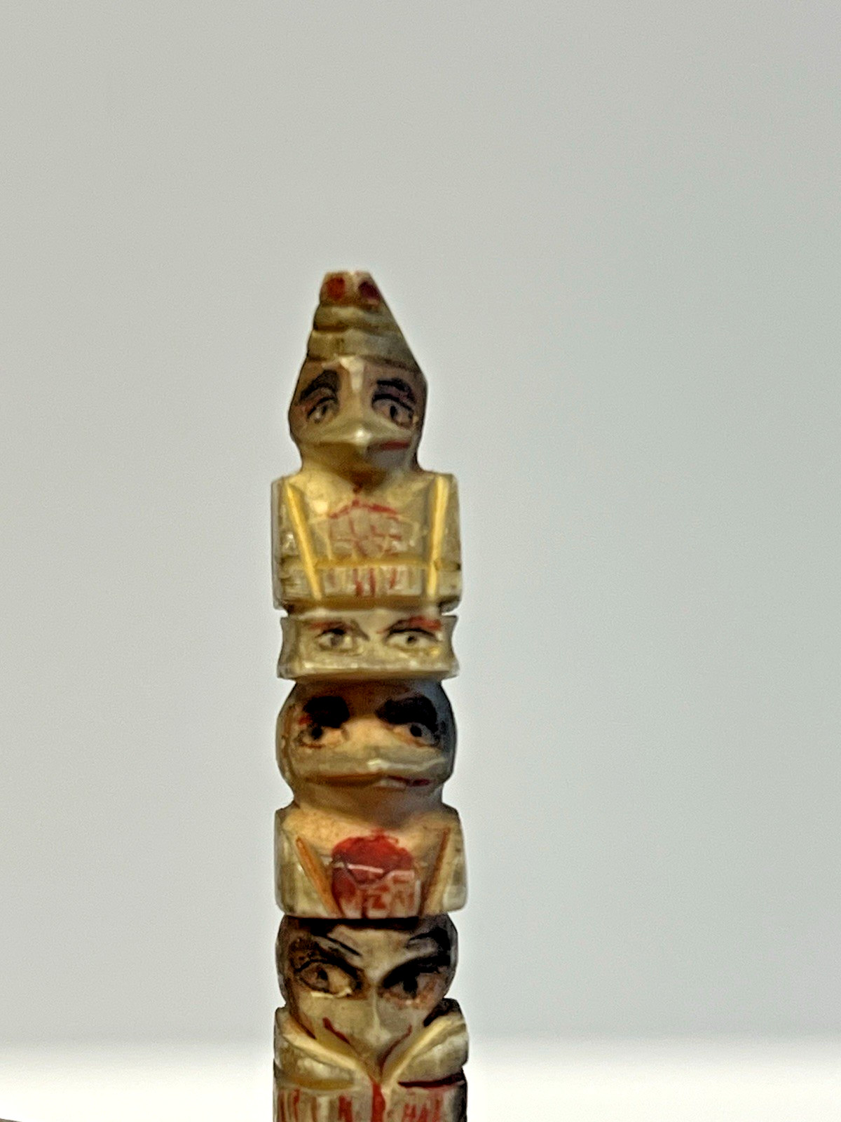 Original Inuit Eskimo Hand Carved Totem; Early 1900's; Miniature 2 3/16"; Lot#B3